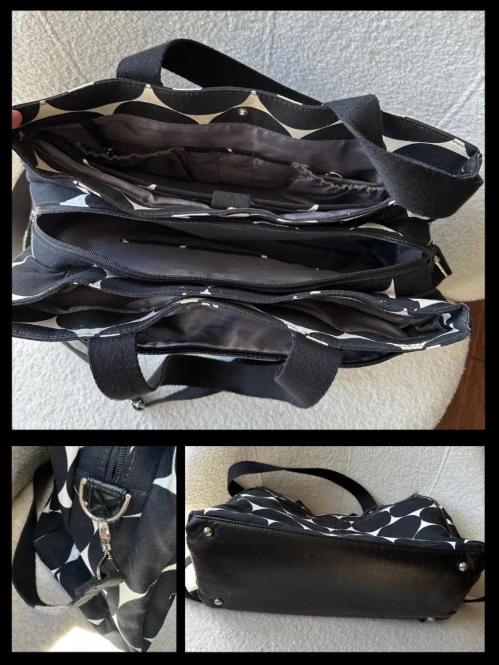 Thirty One black and white dot laptop bag suite success tote